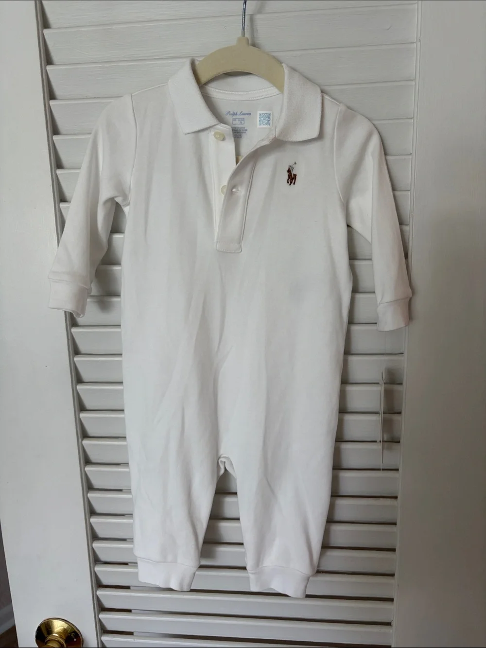 Ralph Lauren White Cotton Polo One-Piece for infant